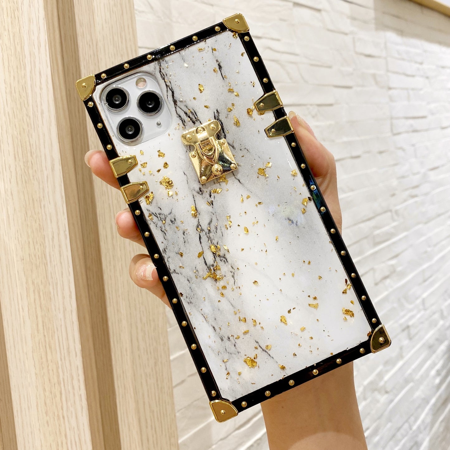 Marble Gold Foil Epoxy Phone Case Compatible with Apple