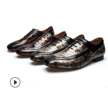 2022 new men's casual shoes men's shoes crock leather British trend breathable shoes dress bright shoes