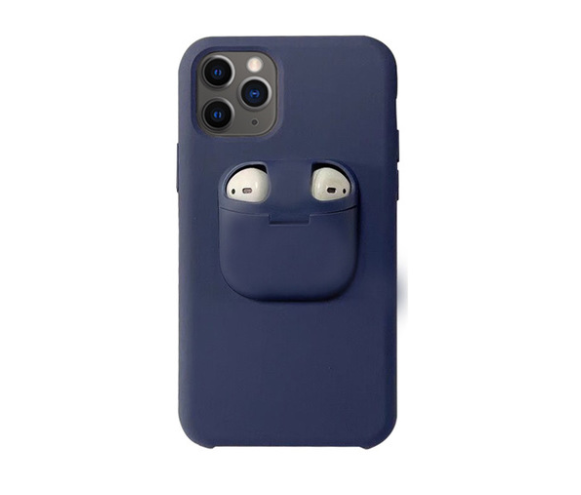 Compatible with Apple, 2 In1 Silicone Phone Case + AirPods Cover for iPhone 11 Pro Max Xs Max Xr X