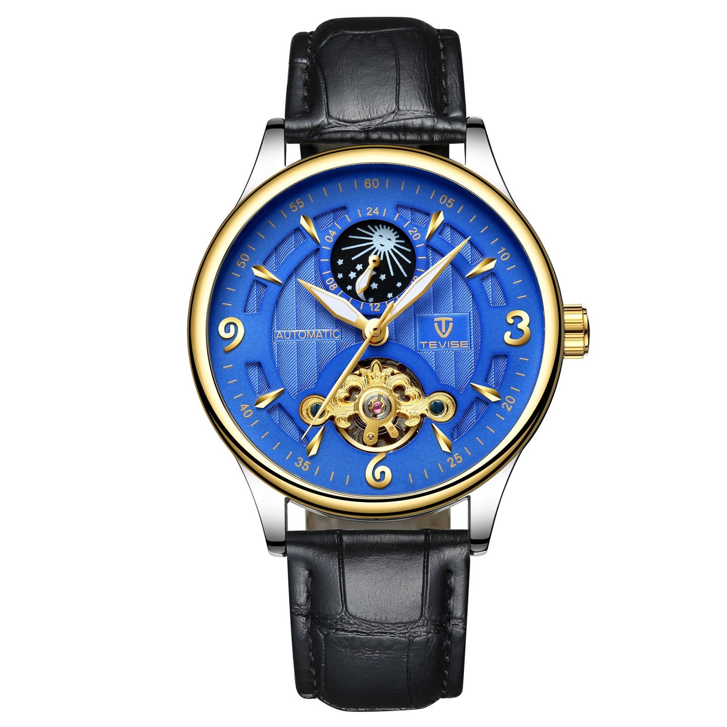 Men's Automatic Mechanical Watch tevise black watch