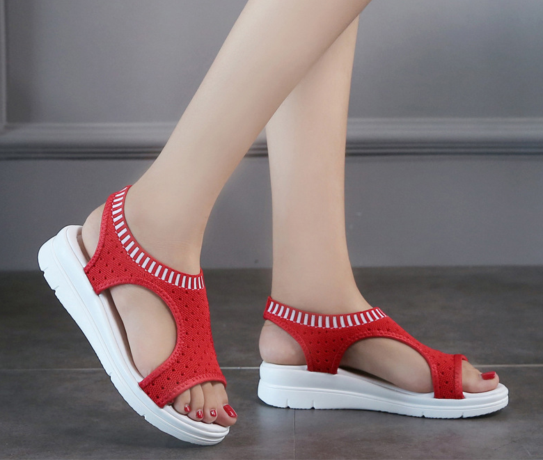 Women's thick-bottomed fishnet mesh sandals