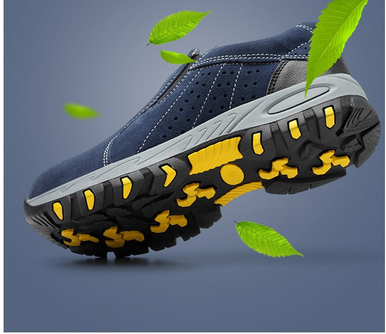 One-legged anti-smashing anti-piercing steel toe caps shoes Breathable and wear-resistant safety shoes anti-splashing hot welding shoes
