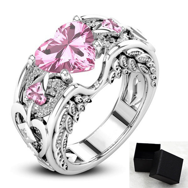 Princess Ring Heart-shaped Ruby Engagement Ring For Women