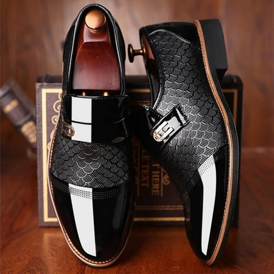 Black leather shoes for men unique high quality imported