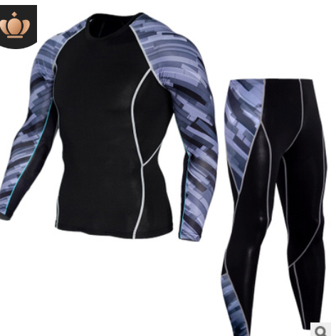 Men's Sports Suit Tights Long Sleeve Sports Men's Fitness T-shirt Quick-drying Super Elastic PRO Set