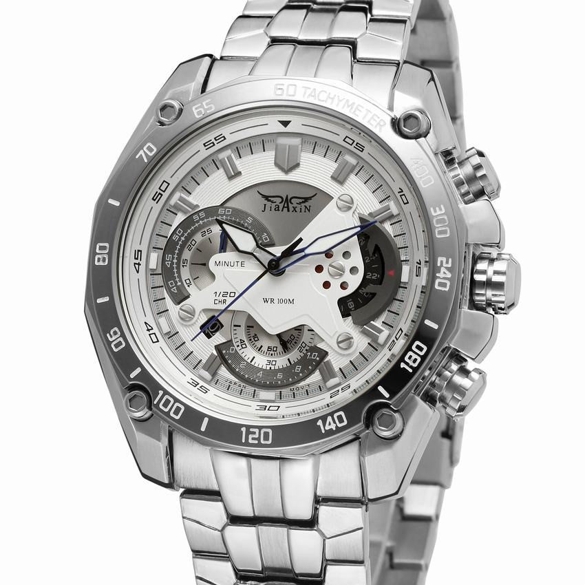 silver Waterproof mechanical watch for men