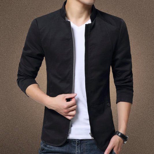 Pure cotton slim jacket casual stand collar men's jacket