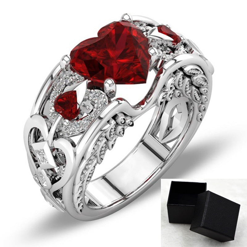 Princess Ring Heart-shaped Ruby Engagement Ring For Women