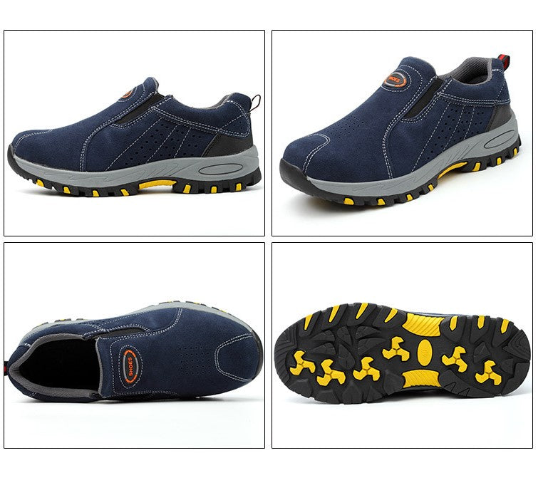 One-legged anti-smashing anti-piercing steel toe caps shoes Breathable and wear-resistant safety shoes anti-splashing hot welding shoes