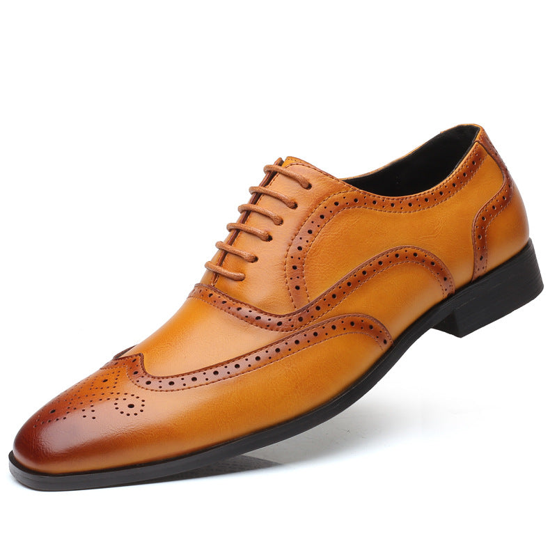 British block carved business leather shoes for men
