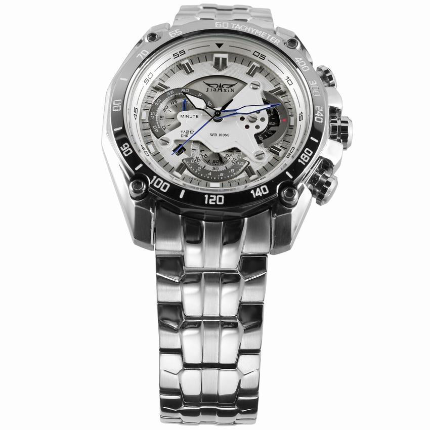 silver Waterproof mechanical watch for men