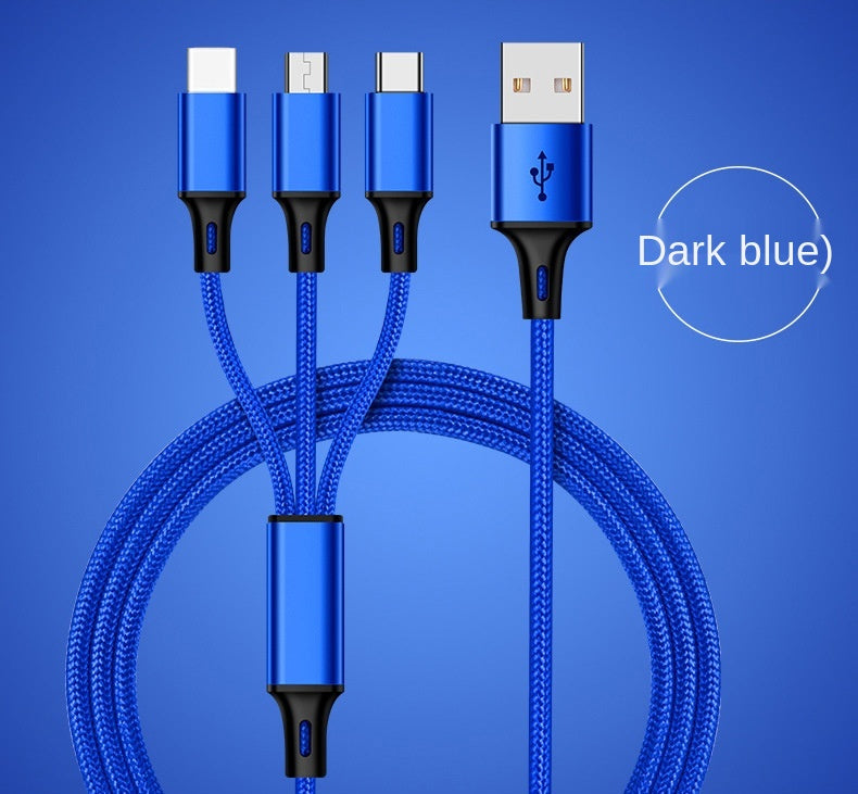 Three-head Mini Braided Three-in-one Data Cable fast charging