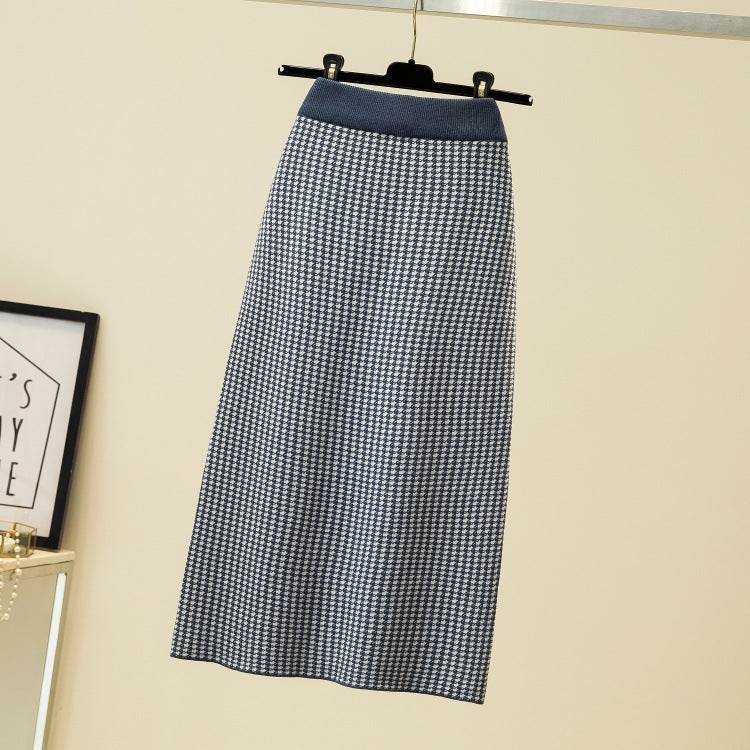Slim slim high waist plaid skirt for women