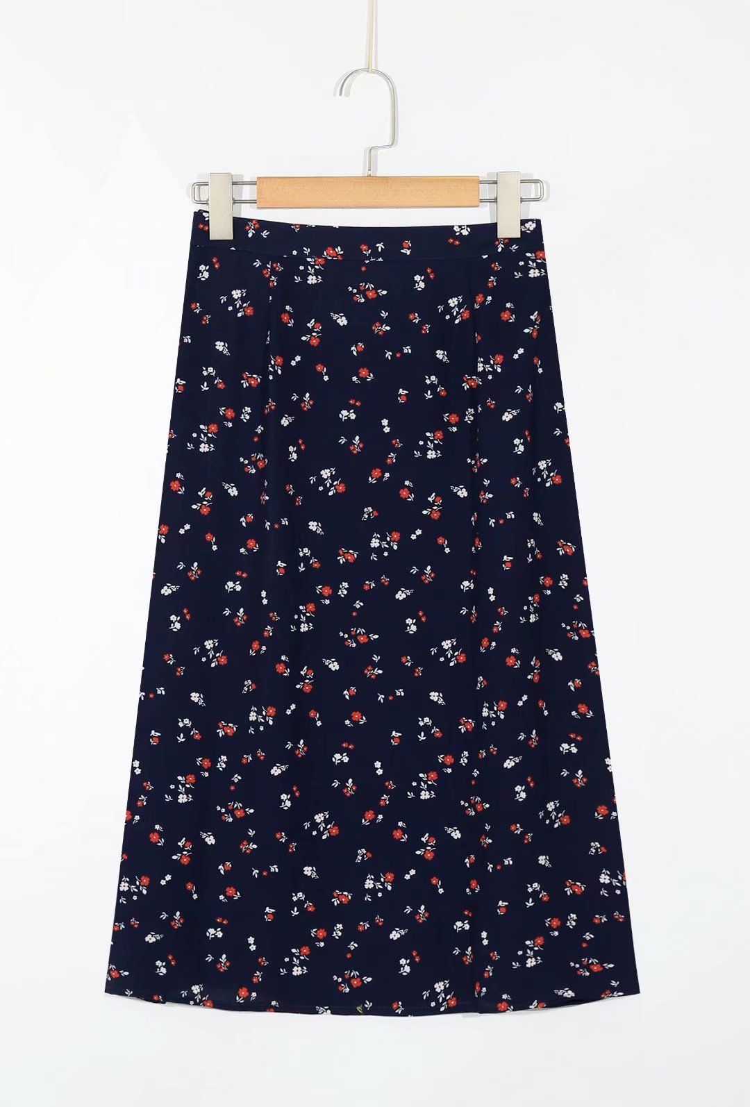 French niche retro blue floral skirt for women