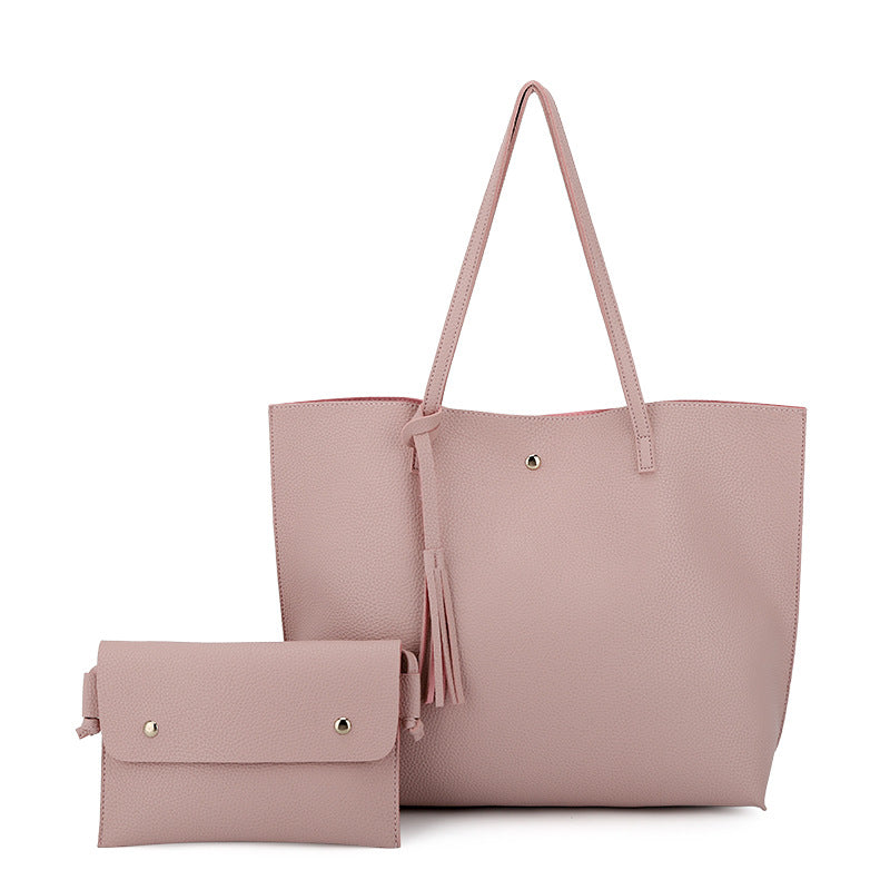 Trendy Fashion Ladies Pure Color Texture Handbag