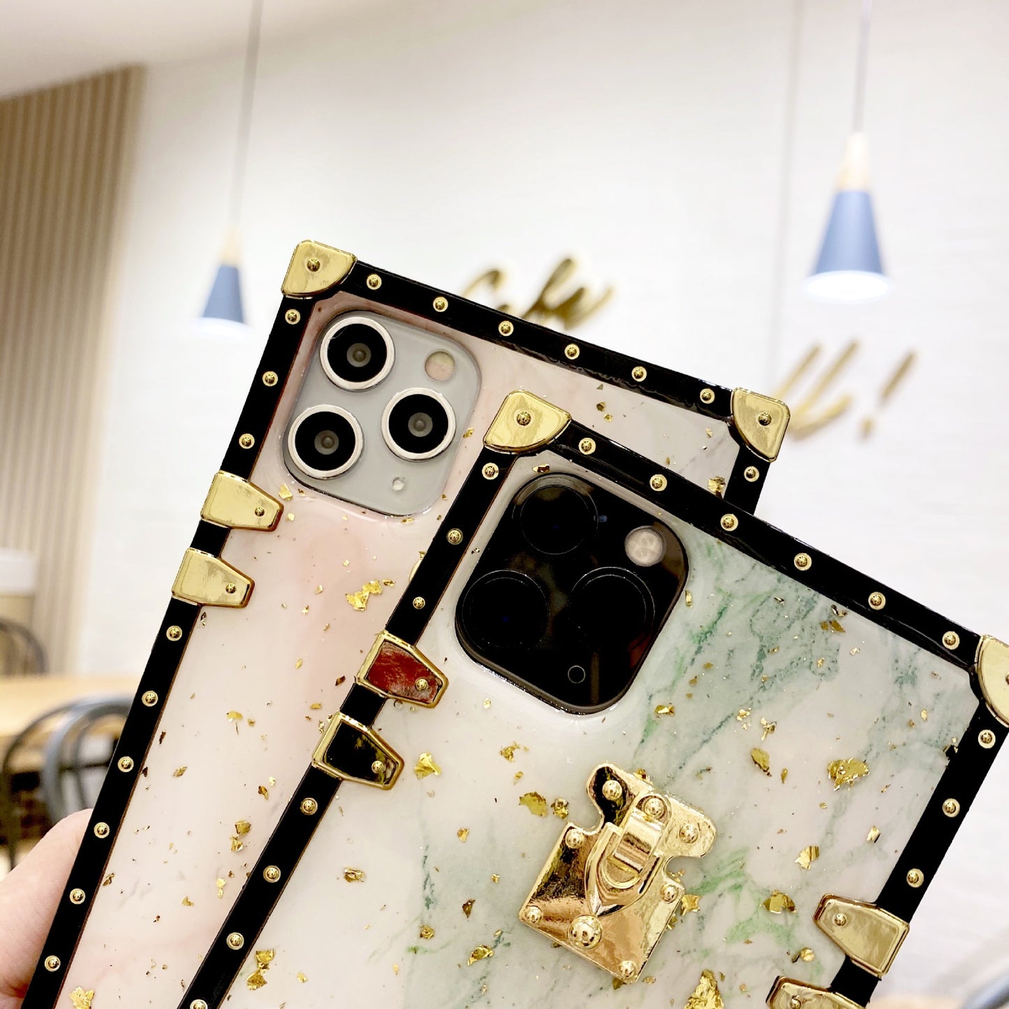 Marble Gold Foil Epoxy Phone Case Compatible with Apple