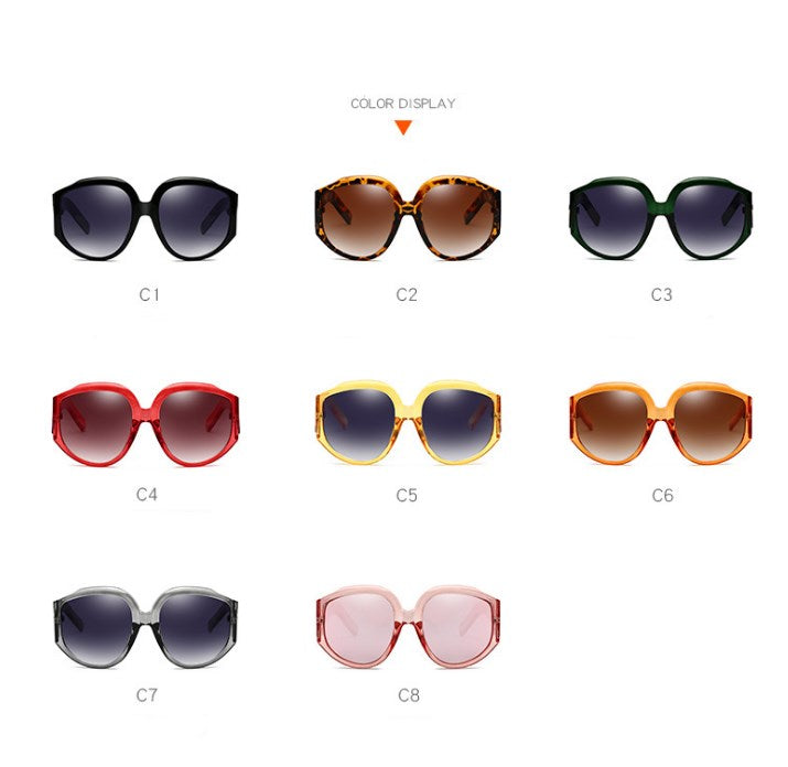2021 New Arrival Oversize Women Round Sun Glasses Fashion Ladies Olive Frames Glasses