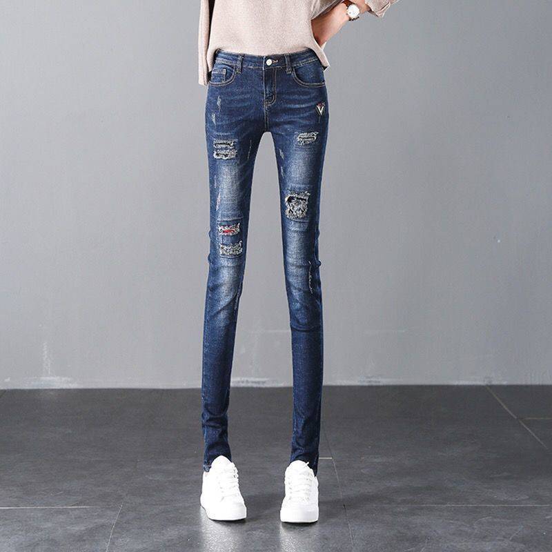 Women's Retro Ripped Jeans High Waist