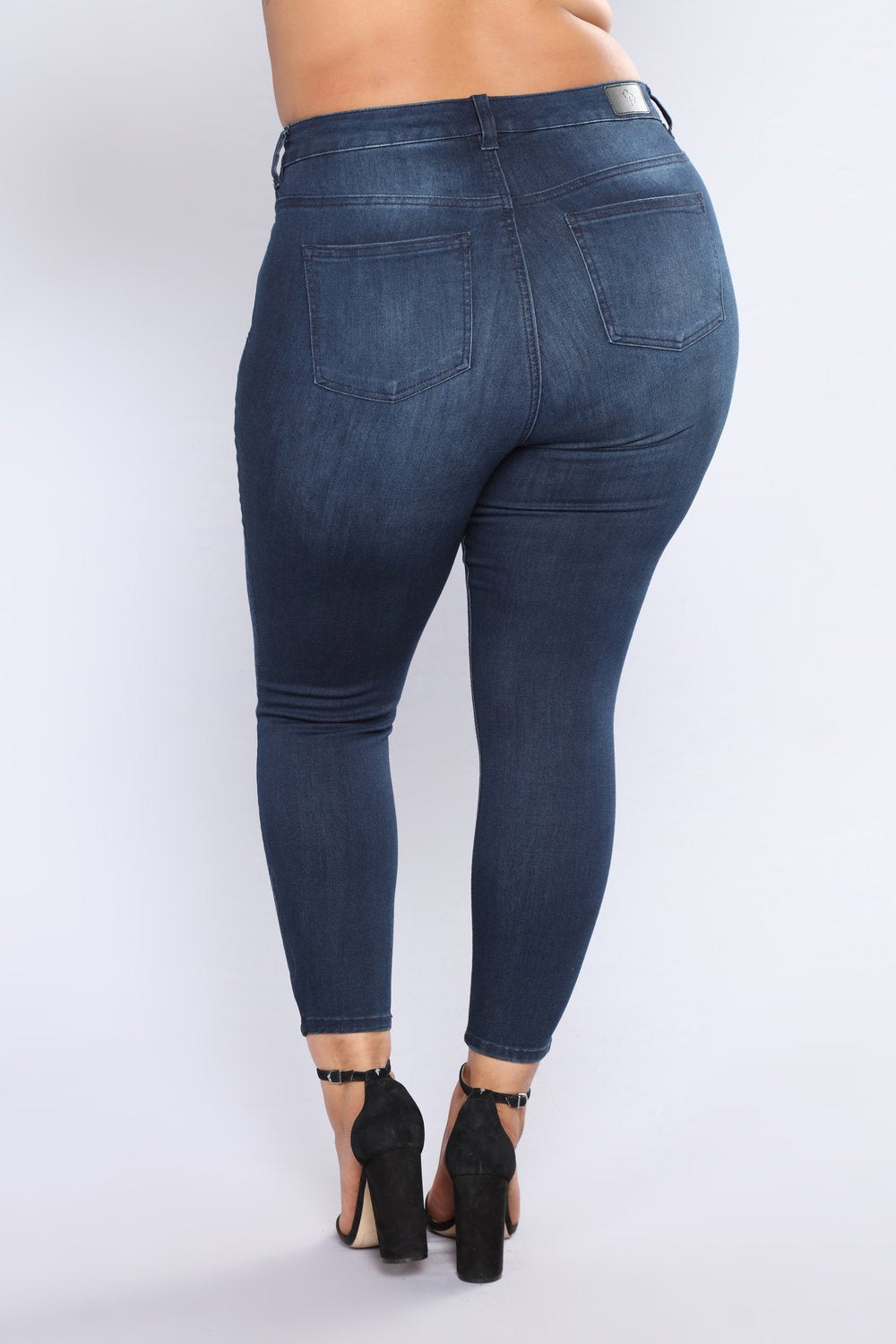 Large size women's hole dark blue big ass jeans women's clothing