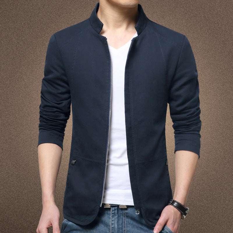 Pure cotton slim jacket casual stand collar men's jacket