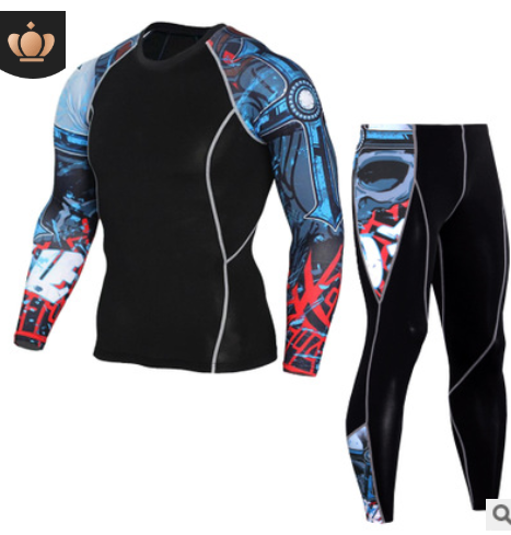 Men's Sports Suit Tights Long Sleeve Sports Men's Fitness T-shirt Quick-drying Super Elastic PRO Set