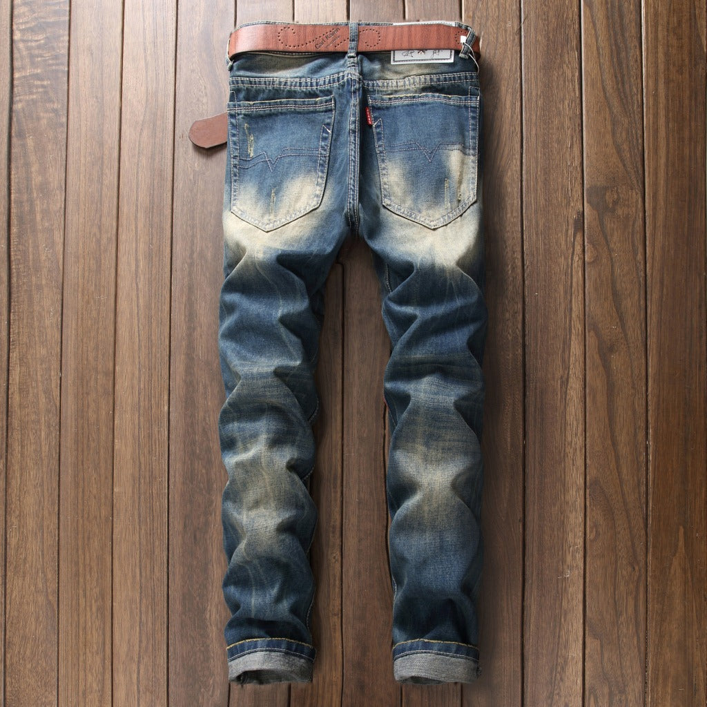 Shabby nostalgic jeans for men's