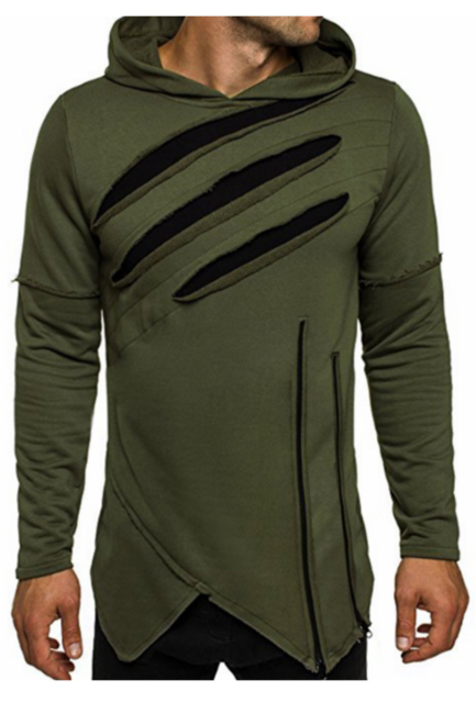 Men Hip Hop Worn Holes Hoodies