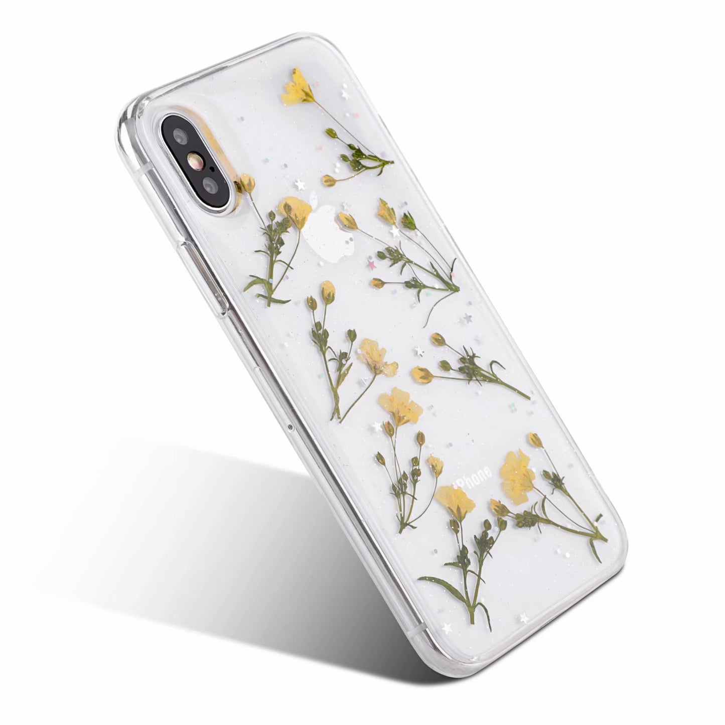 Small floral real flower anti-drop transparent protective cover