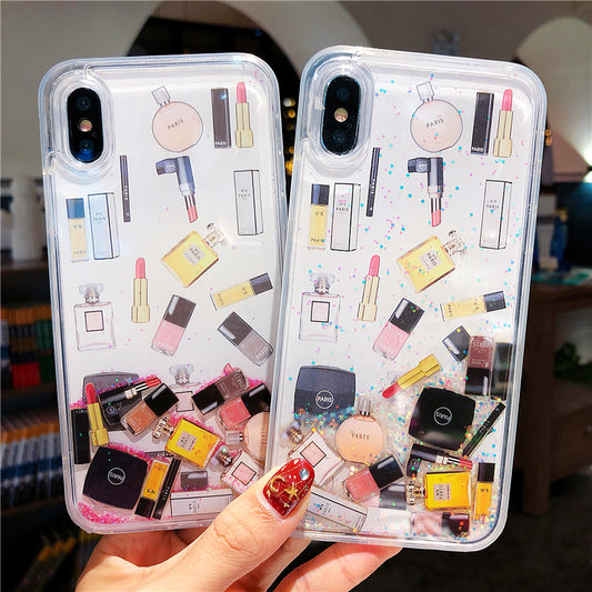 Cosmetics pattern mobile phone case liquid quicksand protective cover