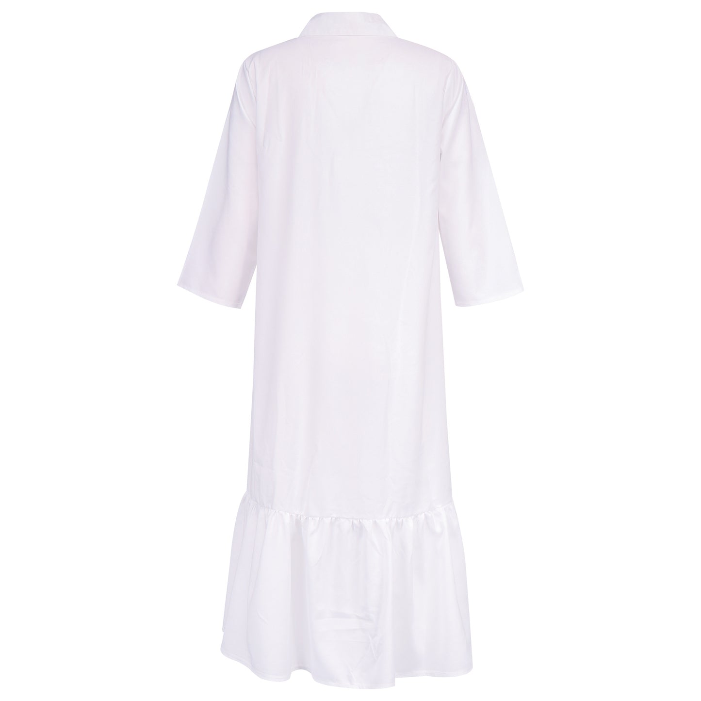 Single-row button print long loose dress