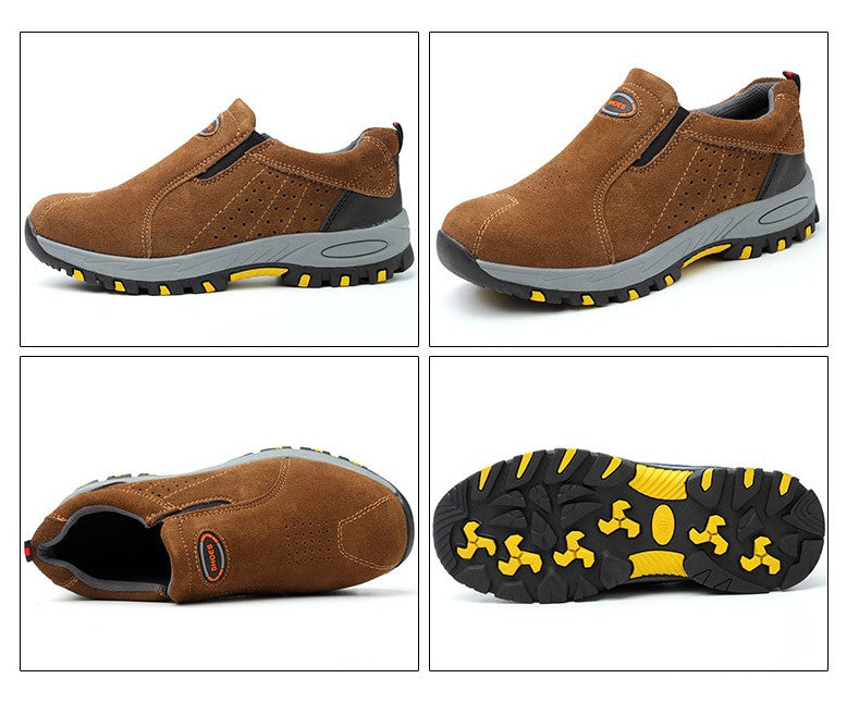 One-legged anti-smashing anti-piercing steel toe caps shoes Breathable and wear-resistant safety shoes anti-splashing hot welding shoes