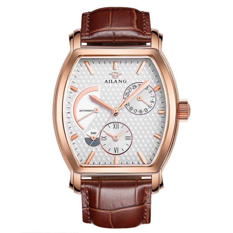 AILANG wine barrel type waterproof automatic mechanical watch for men
