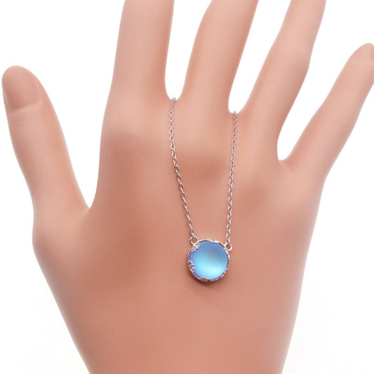 S925 Sterling Silver Moonstone Necklace Branch Pendant