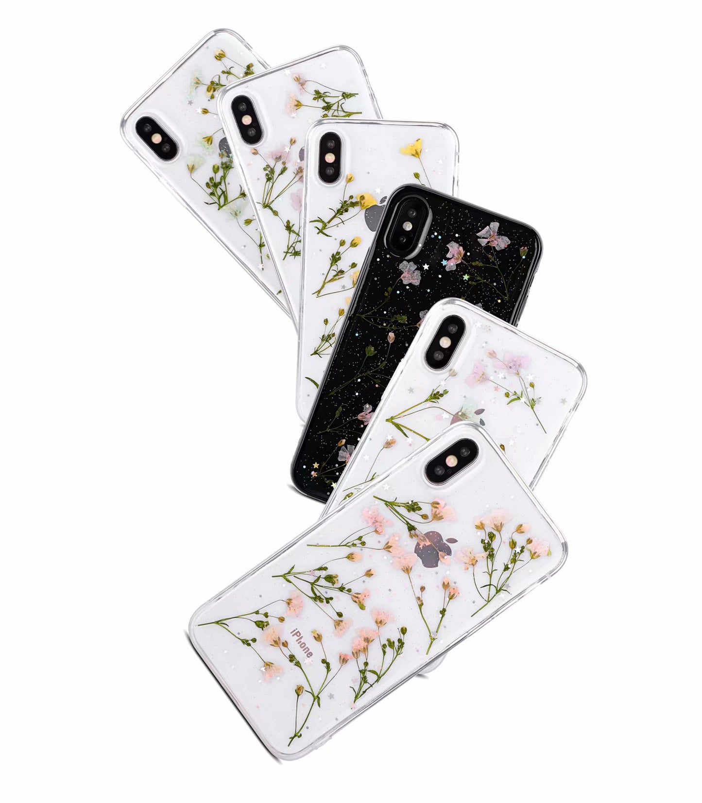 Small floral real flower anti-drop transparent protective cover