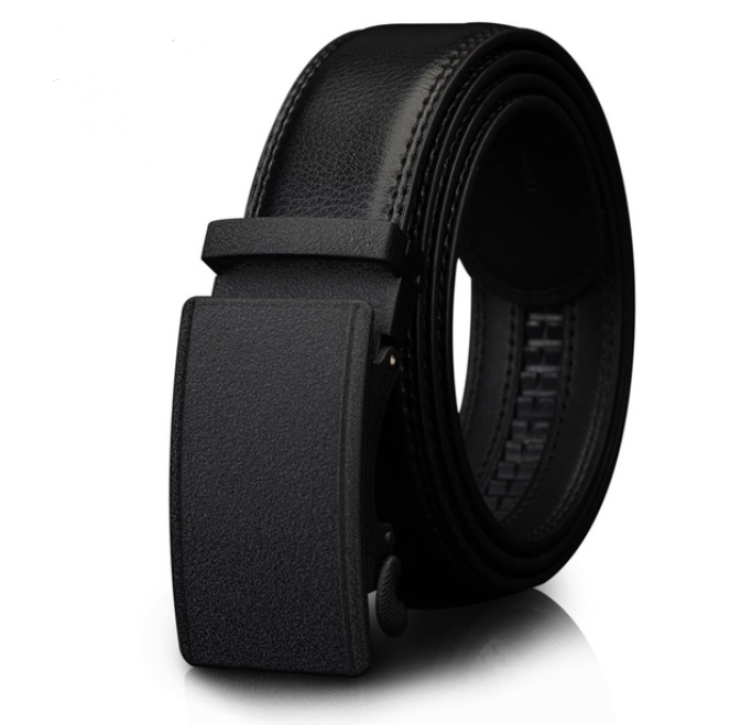 Men's leather belt with automatic buckle