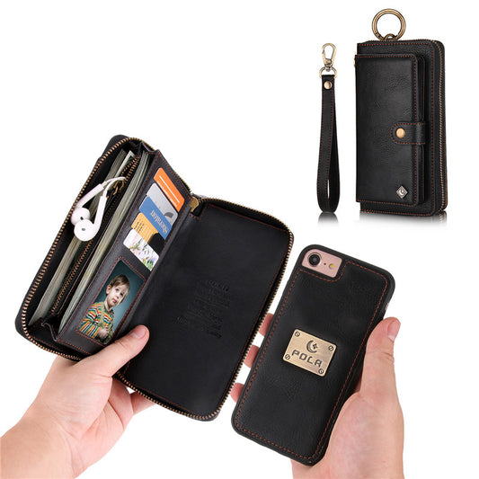iPhone 6 Plus/ 7 Plus / 8 Plus Slim Detachable Wallet Case Multifunctional fashion zipper bag iPhone phone case