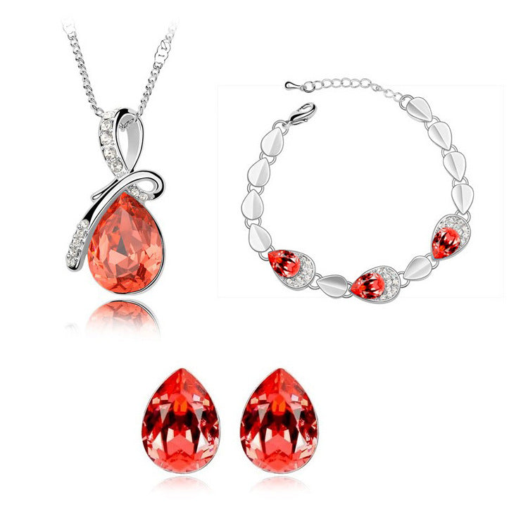 Creative Alloy Jewelry Set Necklace Ear Pin Bracelet For Women