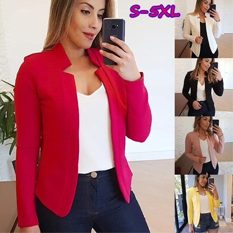Solid color casual professional blazer for women