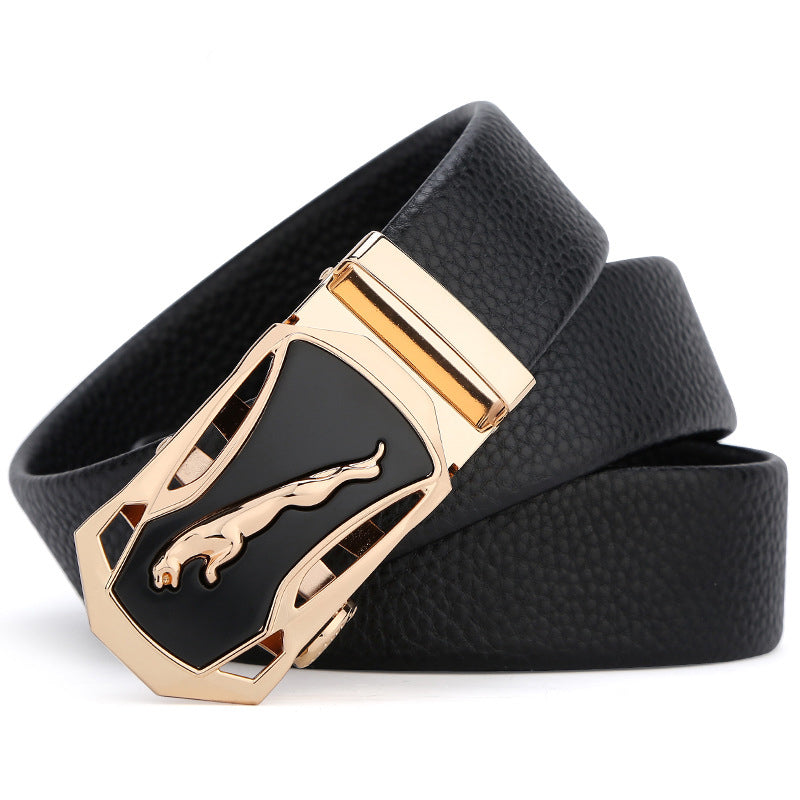 Men's leather business soft leather automatic buckle belt leather