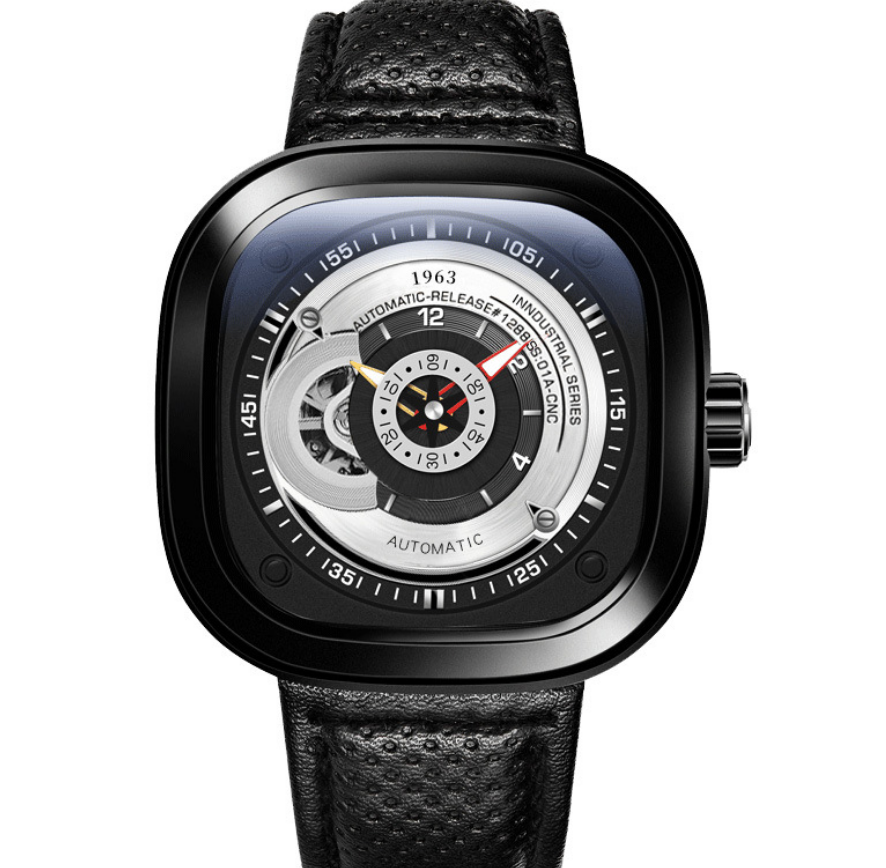 Men Mechanical Watch Alloy Pin Buckle Stainless Steel Watch