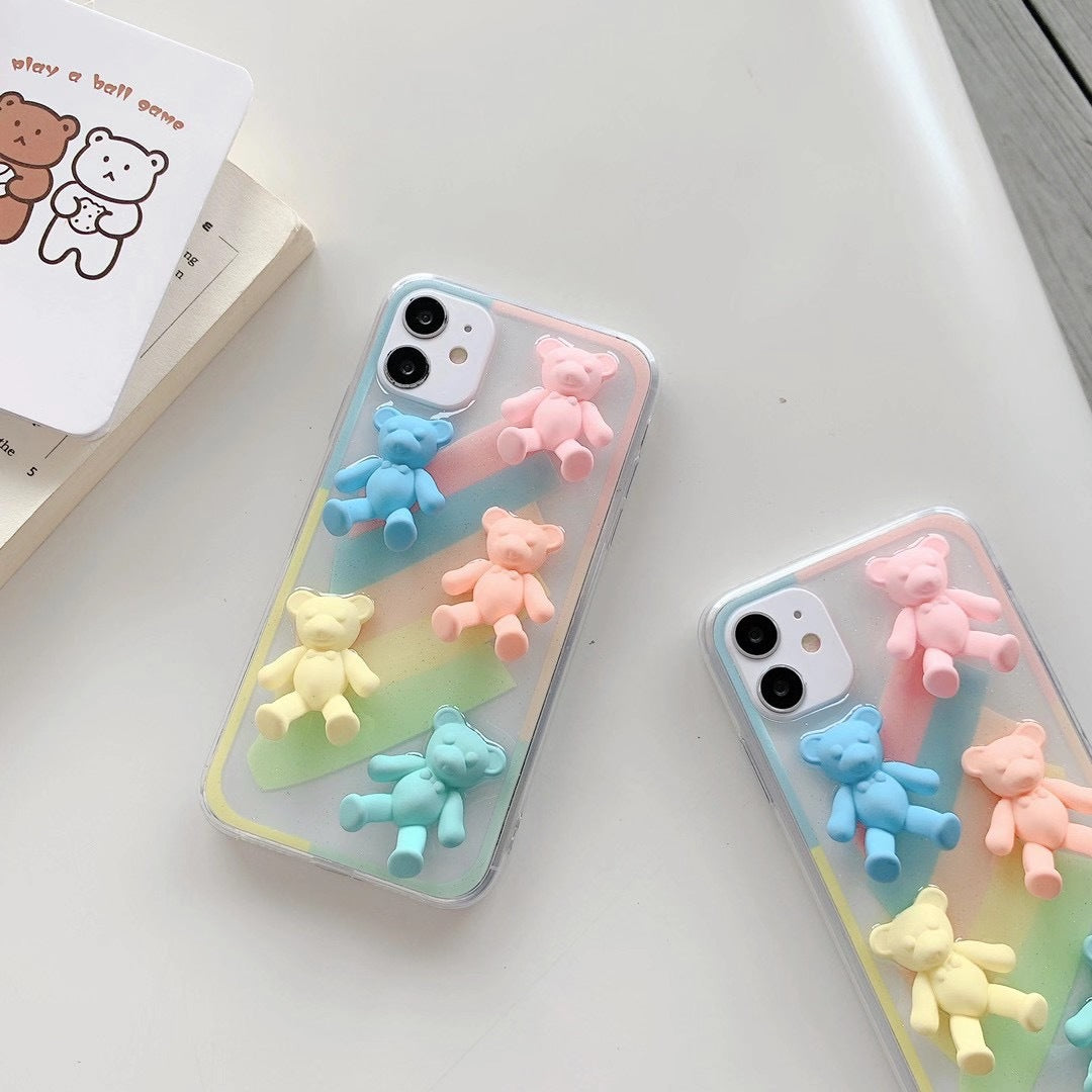 Compatible with Apple , Macaron color bear phone case