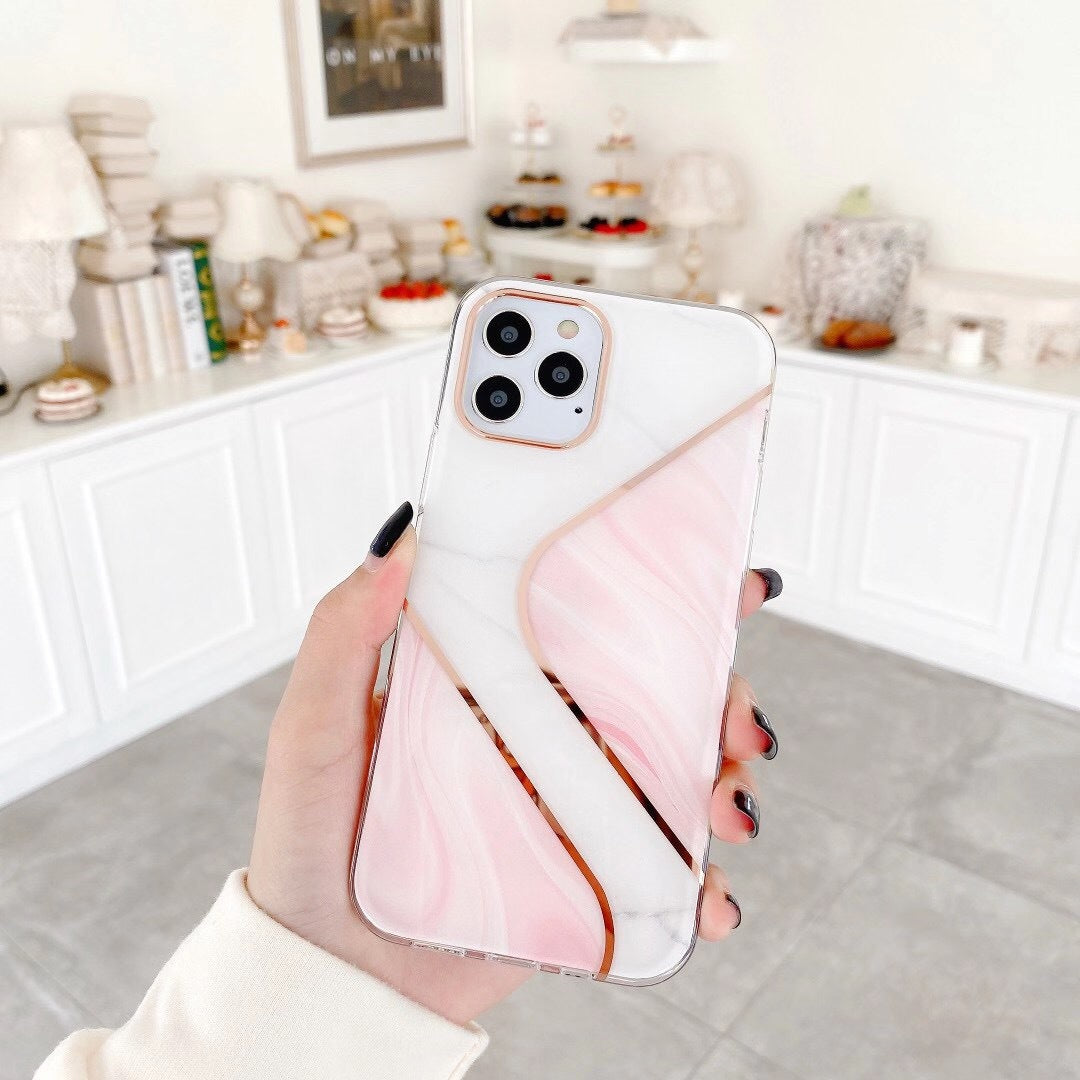 Electroplating Splicing Marble Pattern Mobile Phone Case