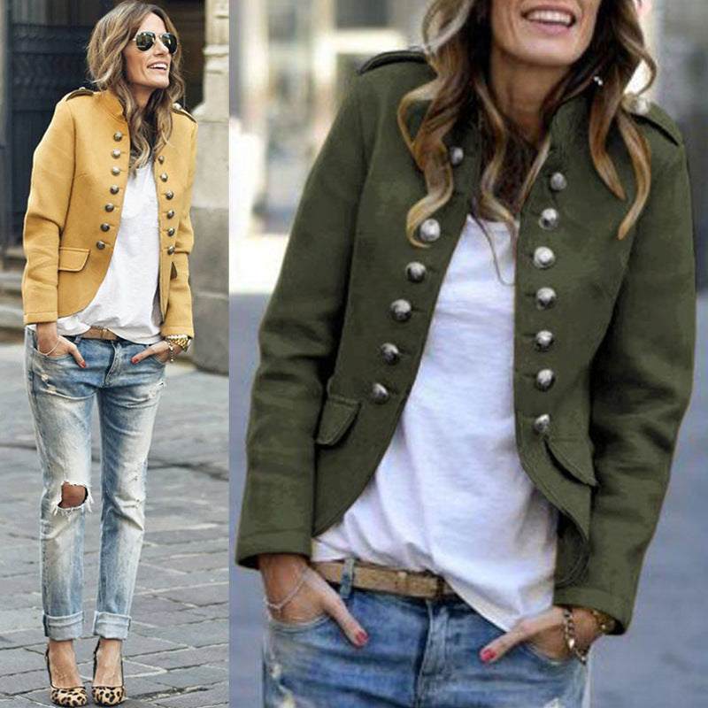 Fashion Button Blazer For Women