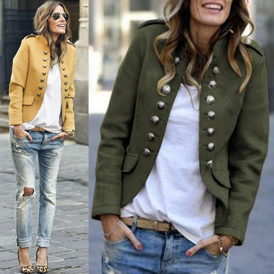 Fashion Button Blazer For Women