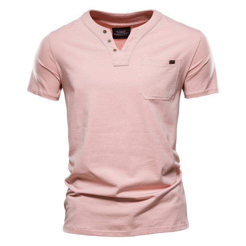Sports T-shirt Slim Cotton Pocket Men