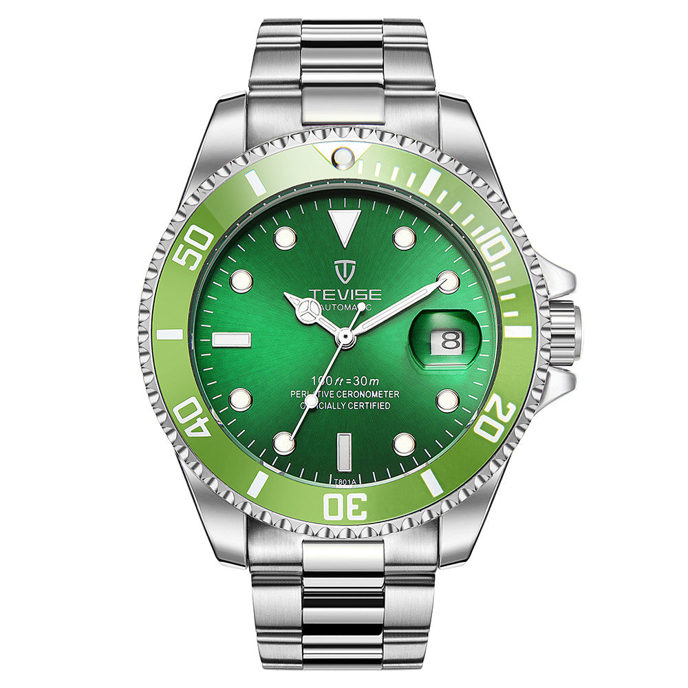 Teweisi luminous green ghost watch men full automatic mechanical watch movement precision steel watch waterproof watch