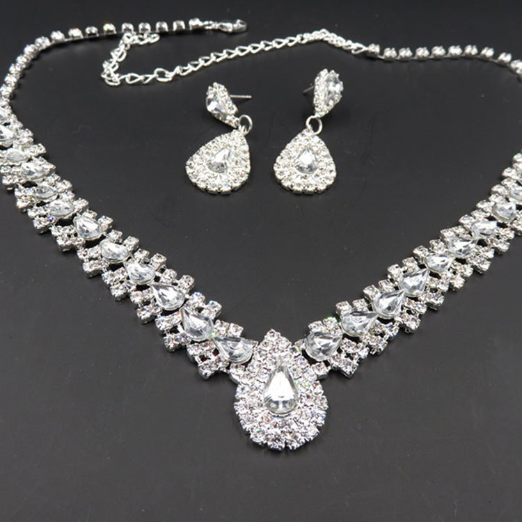 Women Bride Wedding Accessories Earrings Set Drop Necklace