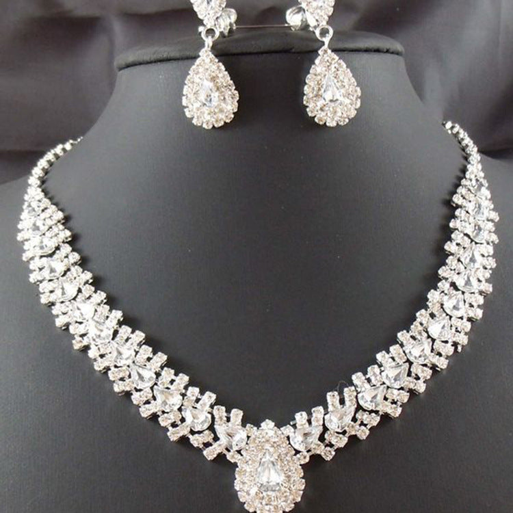 Women Bride Wedding Accessories Earrings Set Drop Necklace