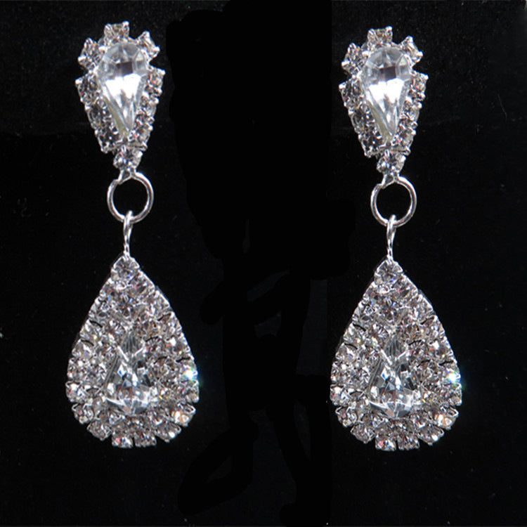Women Bride Wedding Accessories Earrings Set Drop Necklace