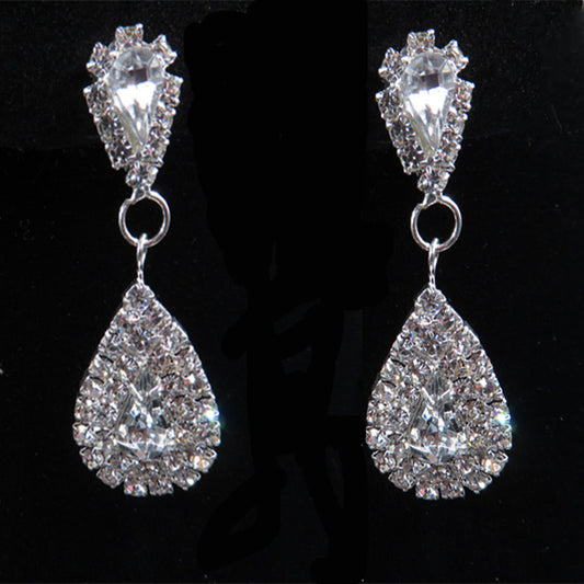 Women Bride Wedding Accessories Earrings Set Drop Necklace